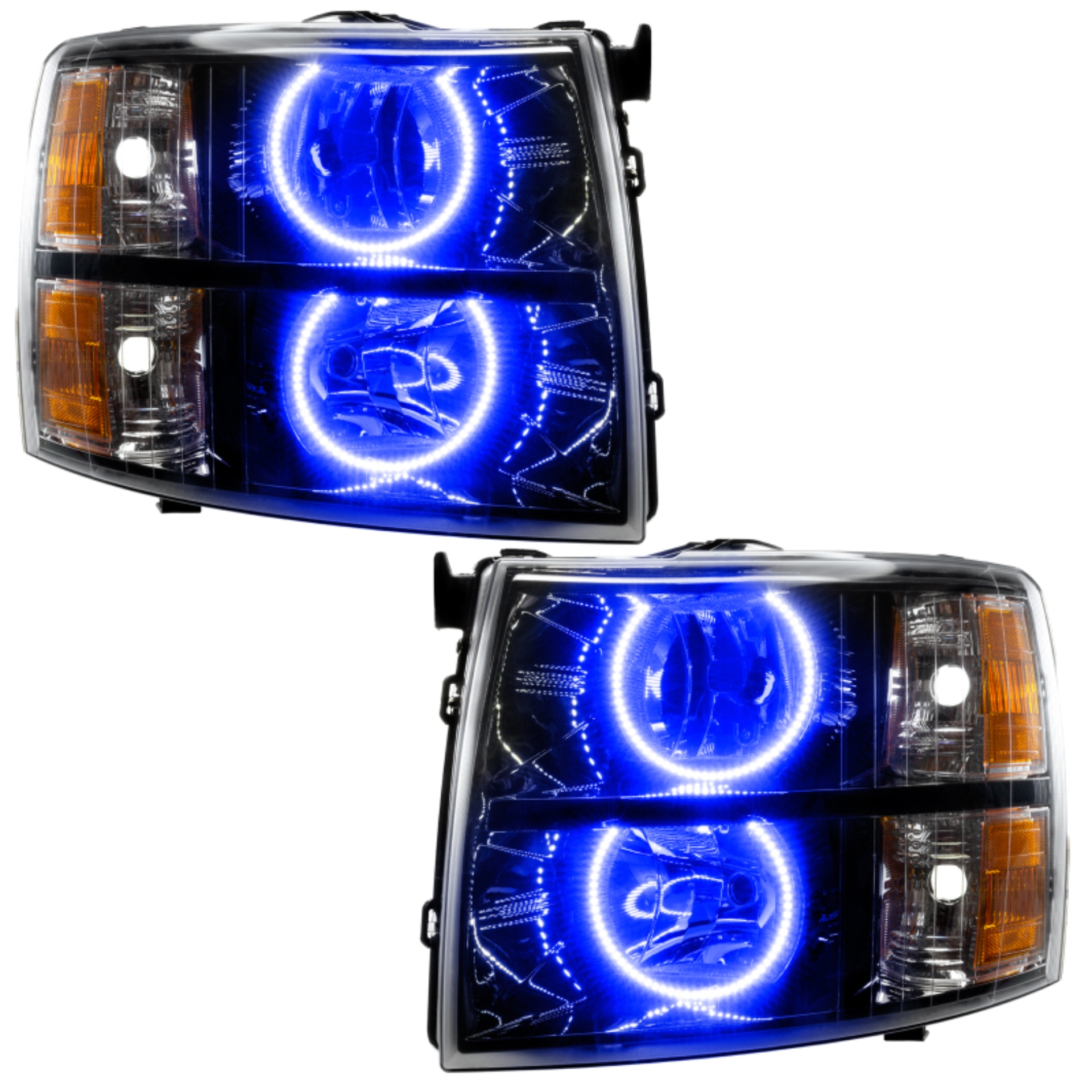 Picture of Oracle Lighting 07-13 Chevrolet Silverado Assembled Halo Headlights Round Style -Blue