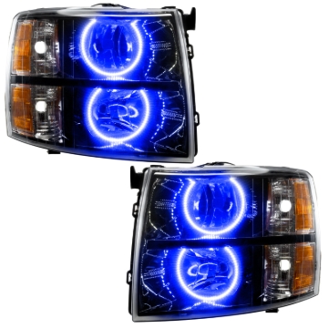 Picture of Oracle Lighting 07-13 Chevrolet Silverado Assembled Halo Headlights Round Style -Blue