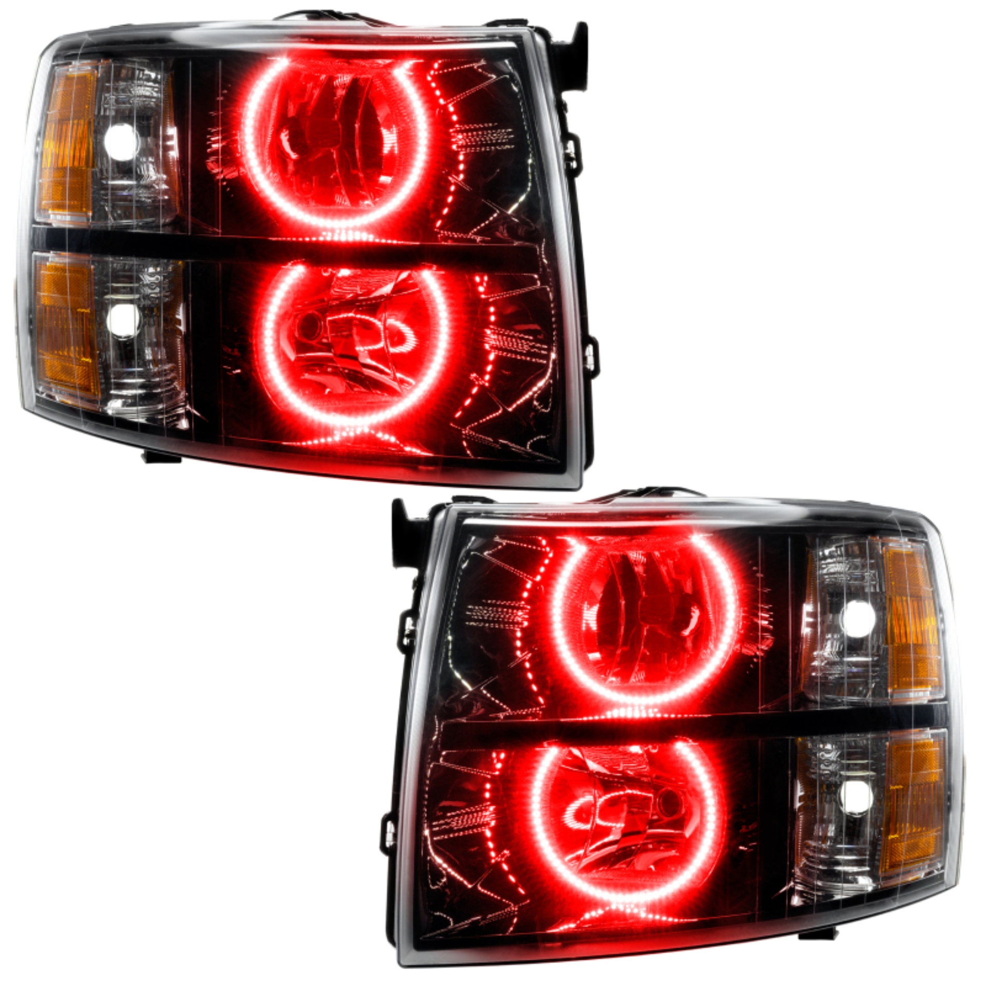 Picture of Oracle Lighting 07-13 Chevrolet Silverado Assembled Halo Headlights Round Style -Red