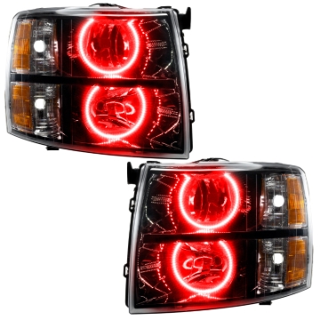 Picture of Oracle Lighting 07-13 Chevrolet Silverado Assembled Halo Headlights Round Style -Red