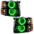 Picture of Oracle Lighting 07-13 Chevrolet Silverado Assembled Halo Headlights Round Style -Green