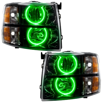 Picture of Oracle Lighting 07-13 Chevrolet Silverado Assembled Halo Headlights Round Style -Green