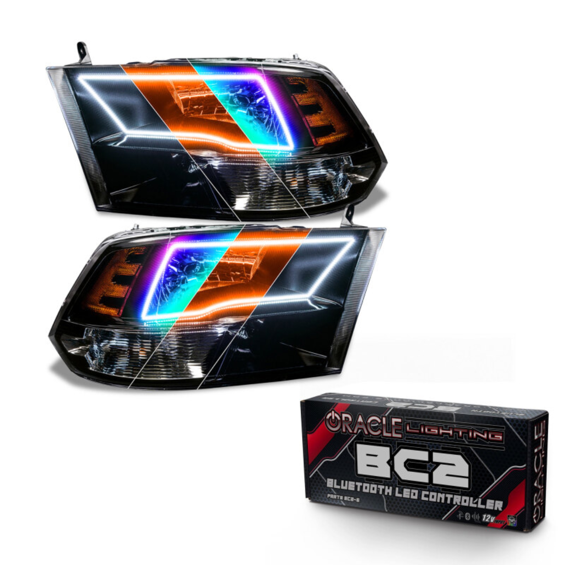 Picture of Oracle Lighting 09-18 RAM 1500 Sport Halo Headlights - Blk Housing w/BC1 Controller