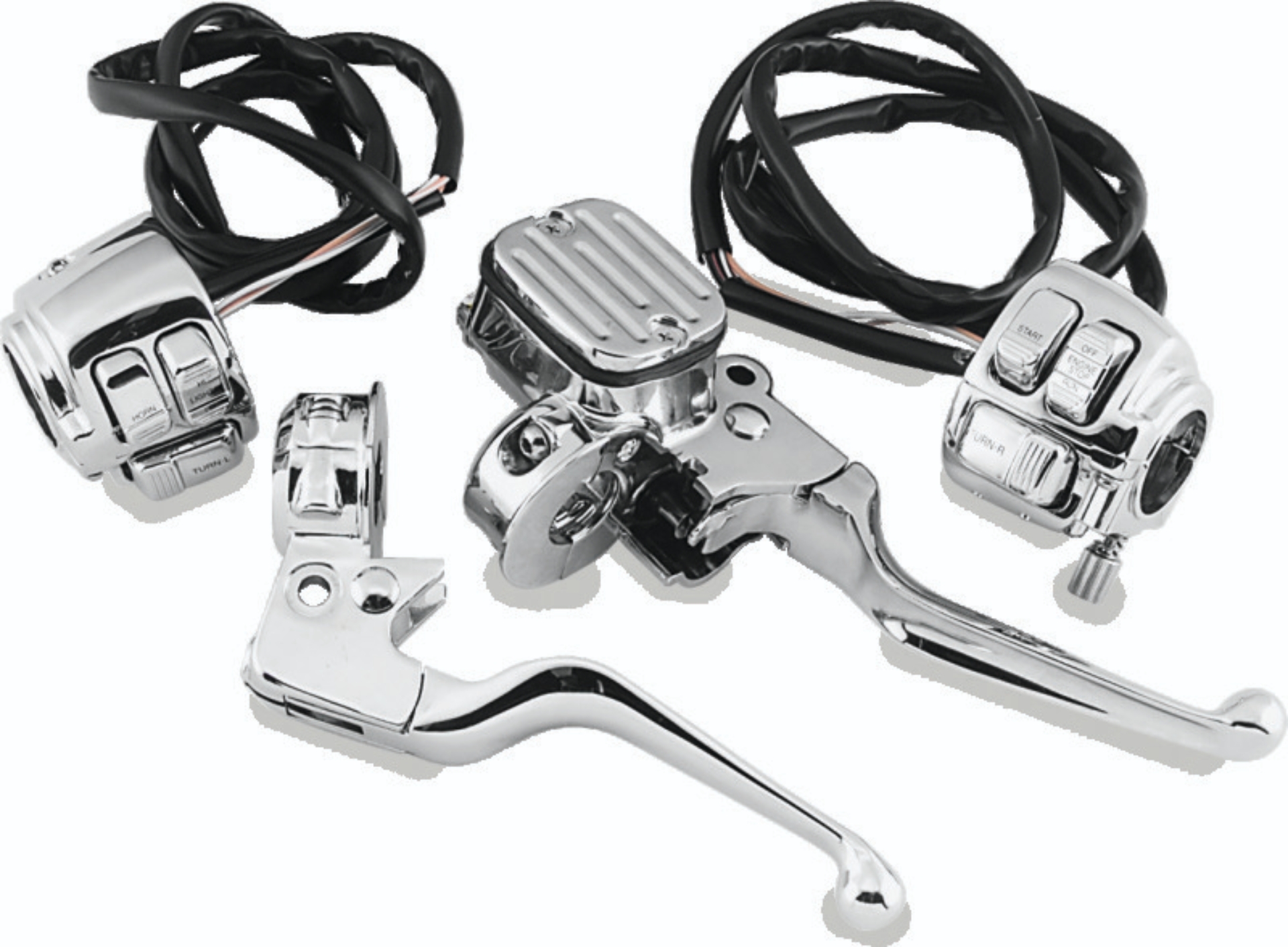 Picture of Bikers Choice 96-06 Big Twin / 96-03 XL 9/16in Bore Chrome Handlebar Control Kit W/Chrome Switches