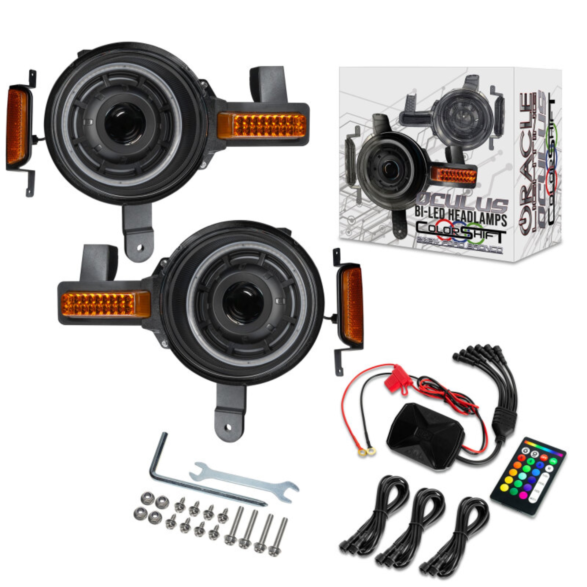 Picture of Oracle 2021+ Ford Bronco Oculus Bi-LED Projector Headlights - ColorSHIFT LED