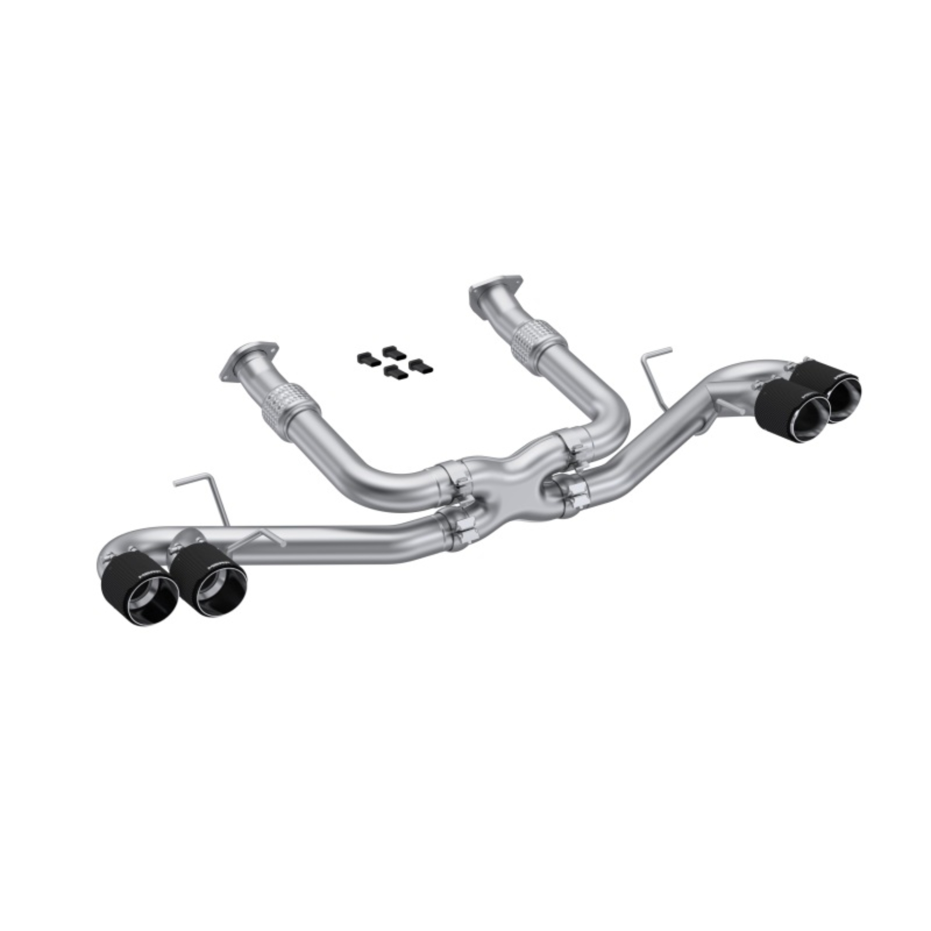 Picture of MBRP 20-23 Chevrolet Corvette C8 3in Cat Back Quad Split Rear Exit w/ Carbon Fiber Tips - T304