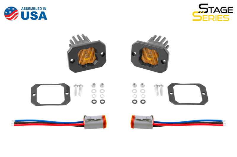 Picture of Diode Dynamics Stage Series C1 LED Pod - Yellow SAE Fog Flush ABL (Pair)