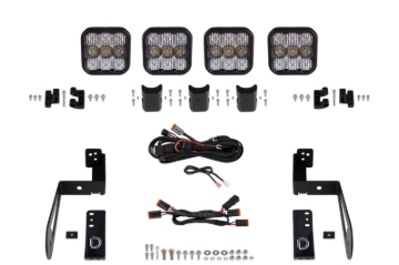 Picture of Diode Dynamics Jeep JK SS5 4-Pod CrossLink Grille Lightbar Kit Pro - White Combo