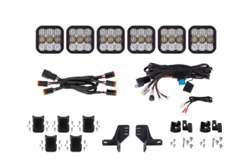 Picture of Diode Dynamics Bronco SS5 6-Pod CrossLink Grille Lightbar Kit Pro - White Combo