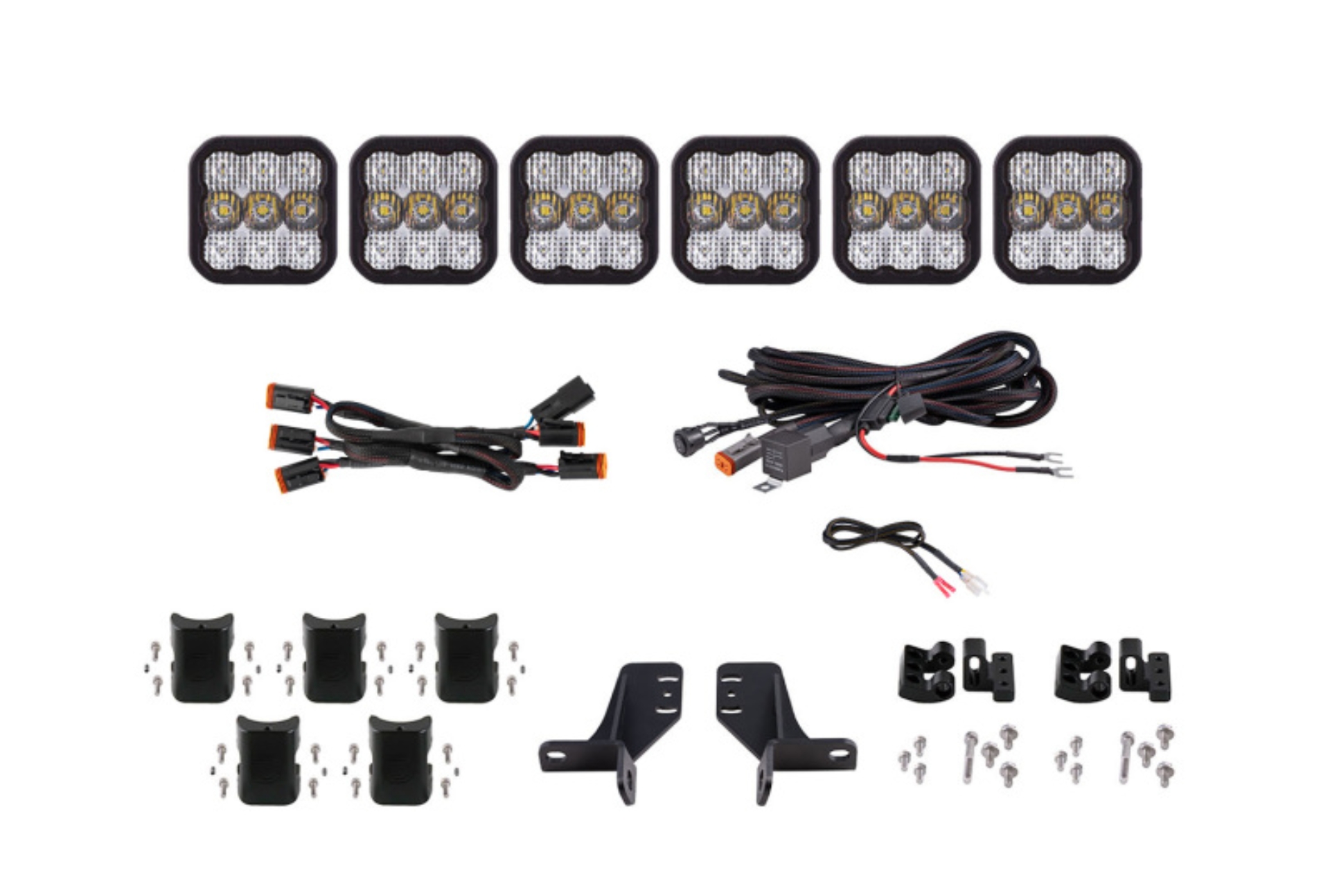 Picture of Diode Dynamics Bronco SS5 6-Pod CrossLink Grille Lightbar Kit Sport - White Combo