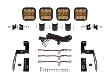 Picture of Diode Dynamics Jeep JK SS5 4-Pod CrossLink Grille Lightbar Kit Sport - Yellow Combo