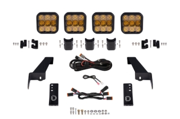 Picture of Diode Dynamics Jeep JL SS5 4-Pod CrossLink Grille Lightbar Kit Sport - Yellow Combo