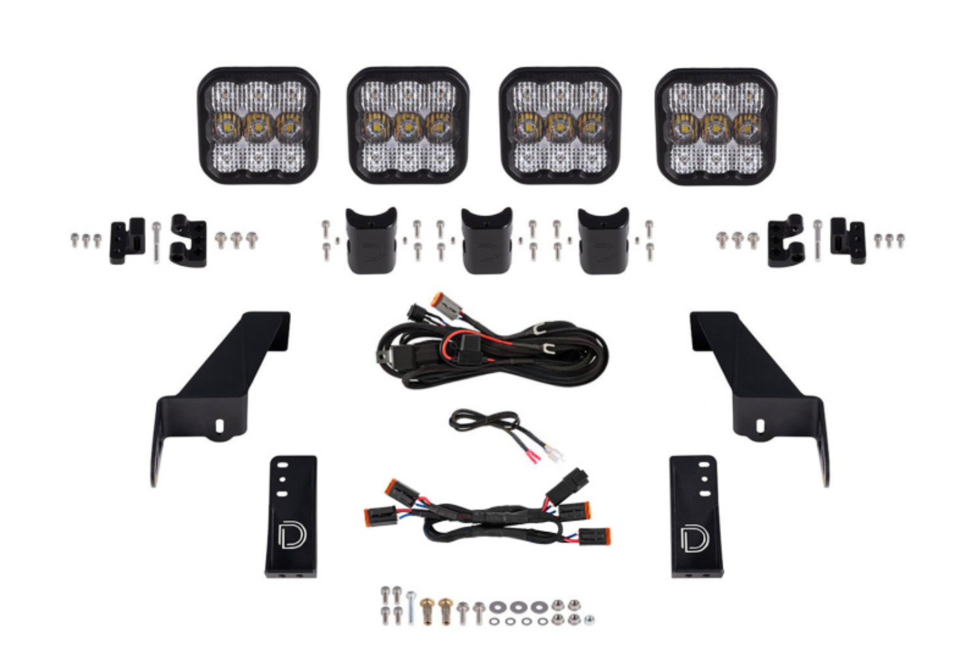 Picture of Diode Dynamics Jeep JL SS5 4-Pod CrossLink Grille Lightbar Kit Sport - White Combo