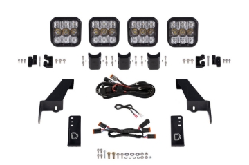Picture of Diode Dynamics Jeep JL SS5 4-Pod CrossLink Grille Lightbar Kit Sport - White Combo