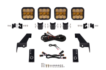 Picture of Diode Dynamics Jeep JL SS5 4-Pod CrossLink Grille Lightbar Kit Pro - Yellow Combo