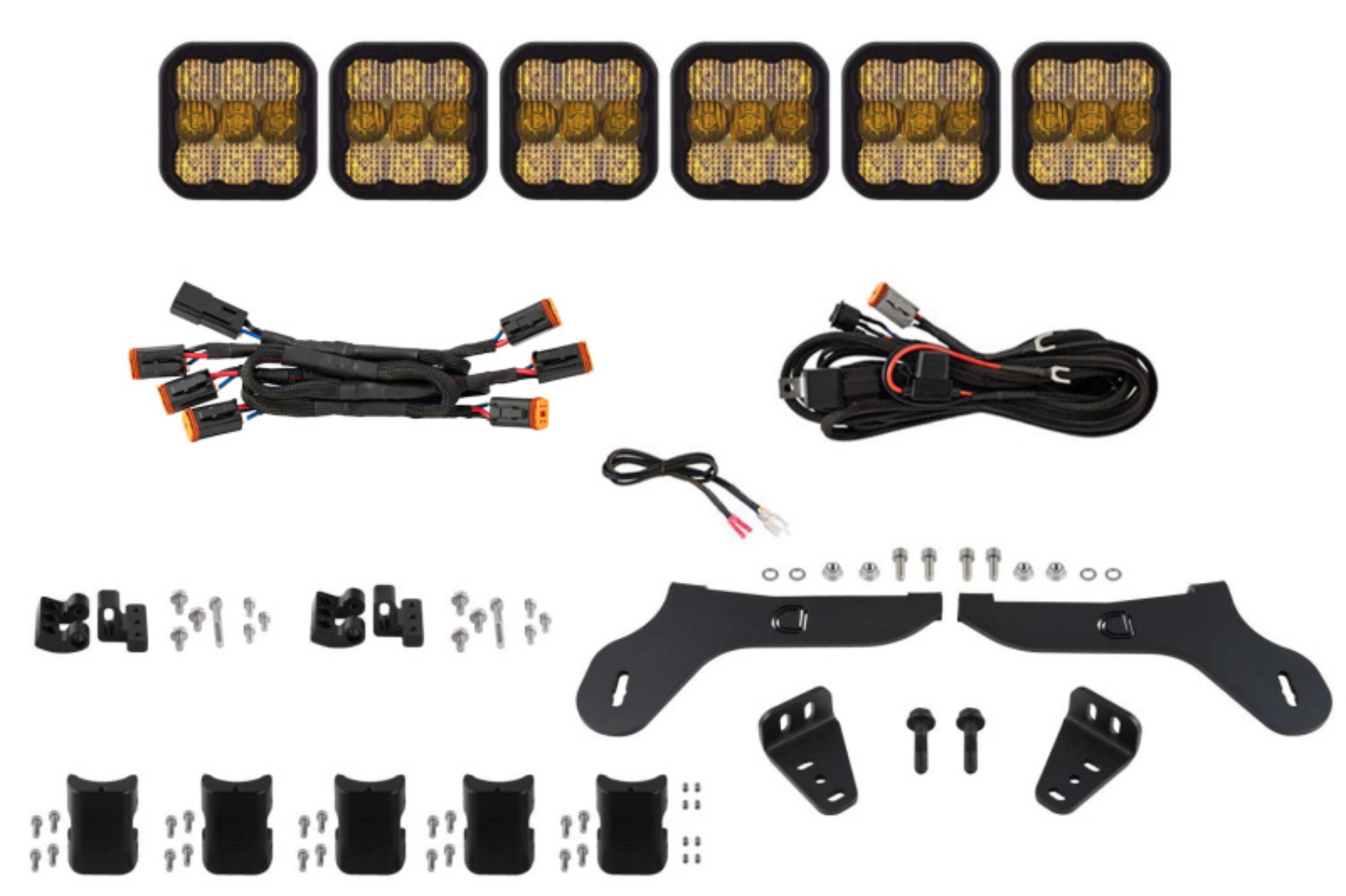 Picture of Diode Dynamics 17-20 Ford Raptor SS5 Grille CrossLink Lightbar Kit - Sport Yellow Combo