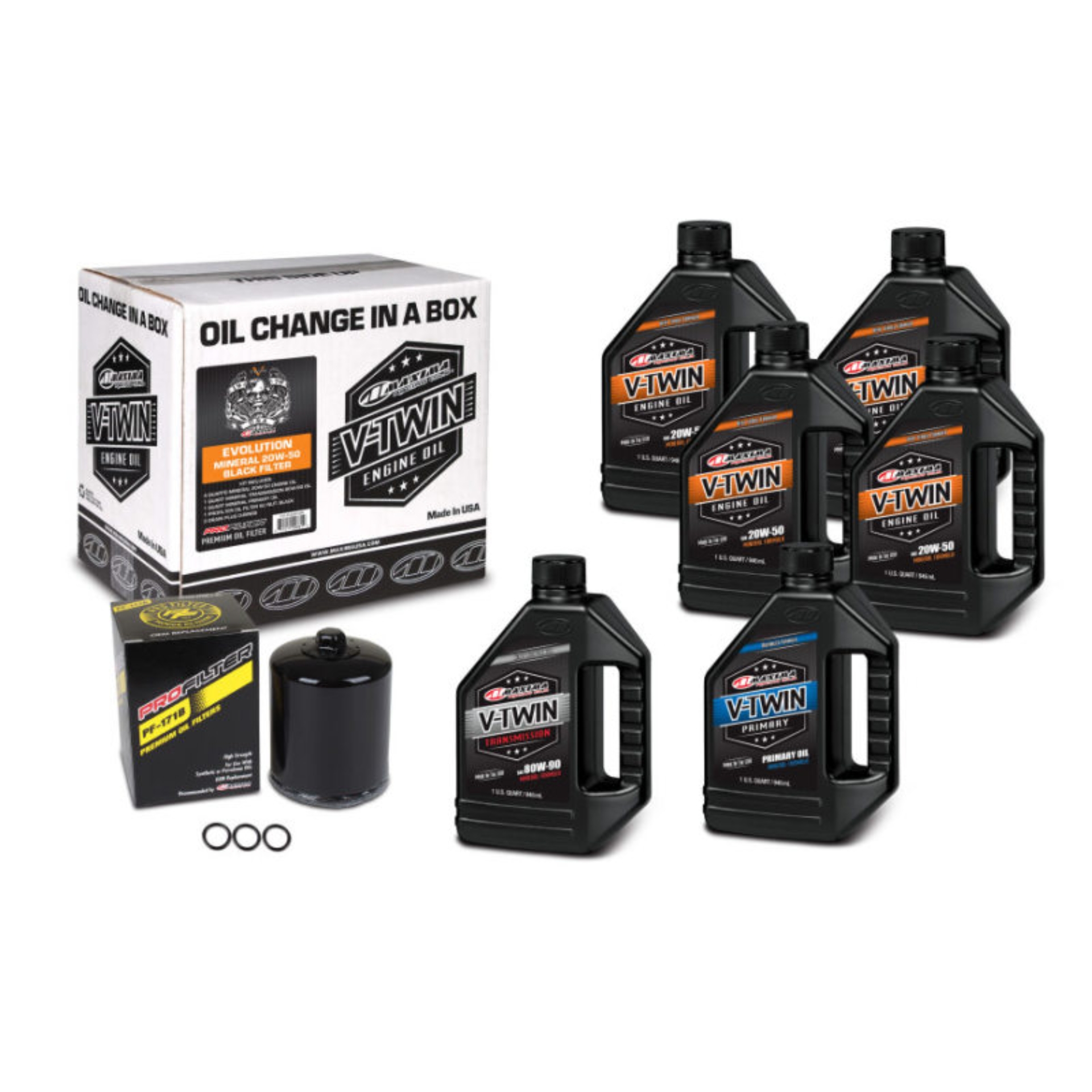 Picture of Maxima V-Twin Oil Change Kit Mineral w/Black Filter Evolution