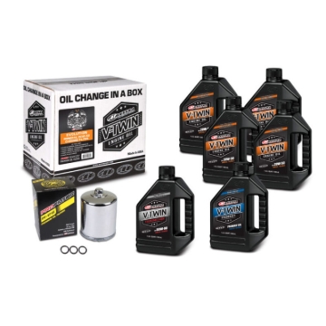 Picture of Maxima V-Twin Oil Change Kit Mineral w/Chrome Filter Evolution