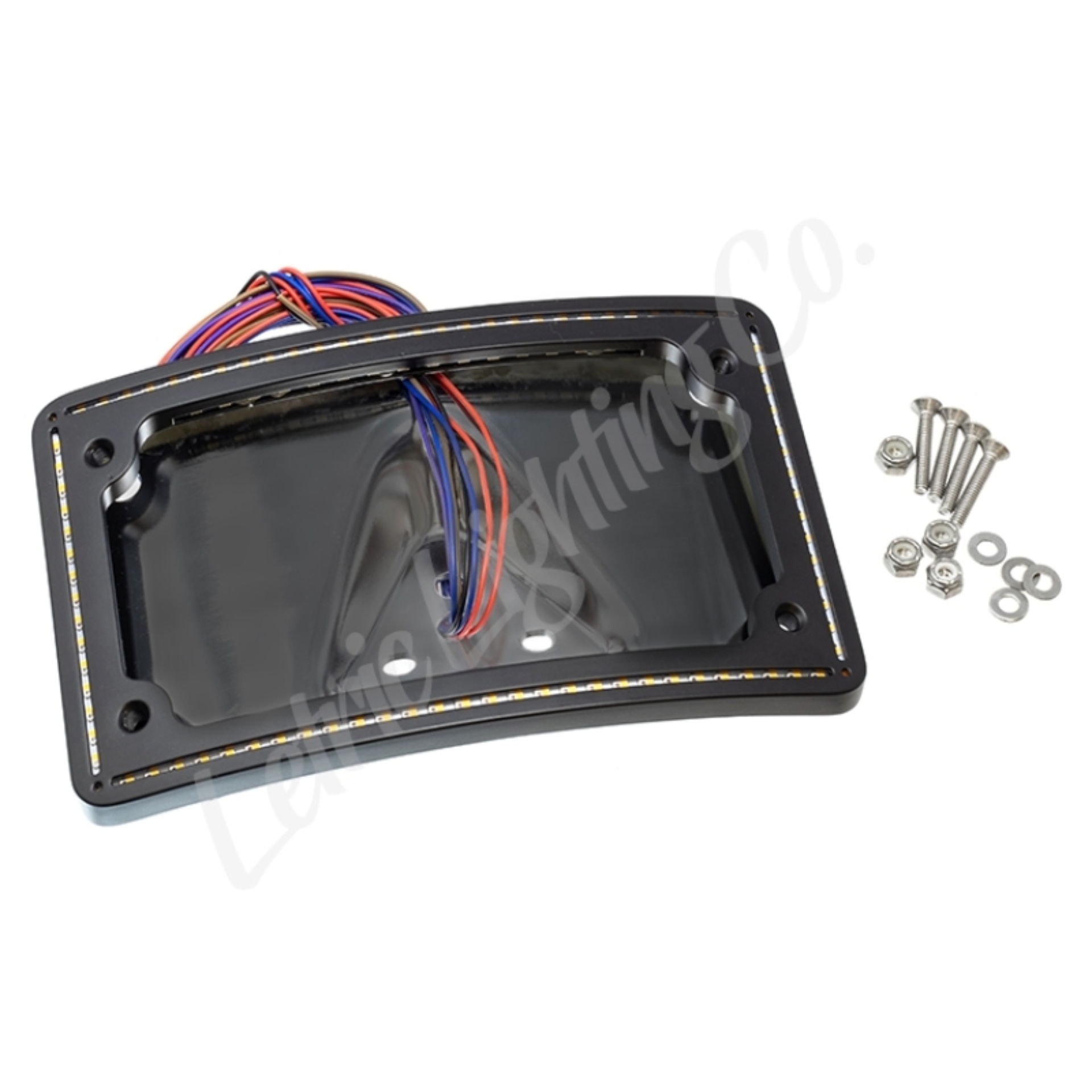 Picture of Letric Lighting 99-03 Sportster Perfect Plate Light Black Curved License Plate Frame