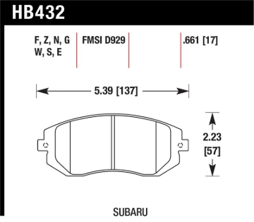 Picture of Hawk 03-05 WRX / 08 WRX / 09 Legacy 2.5i NA ONLY D929 HPS Street Front Brake Pads