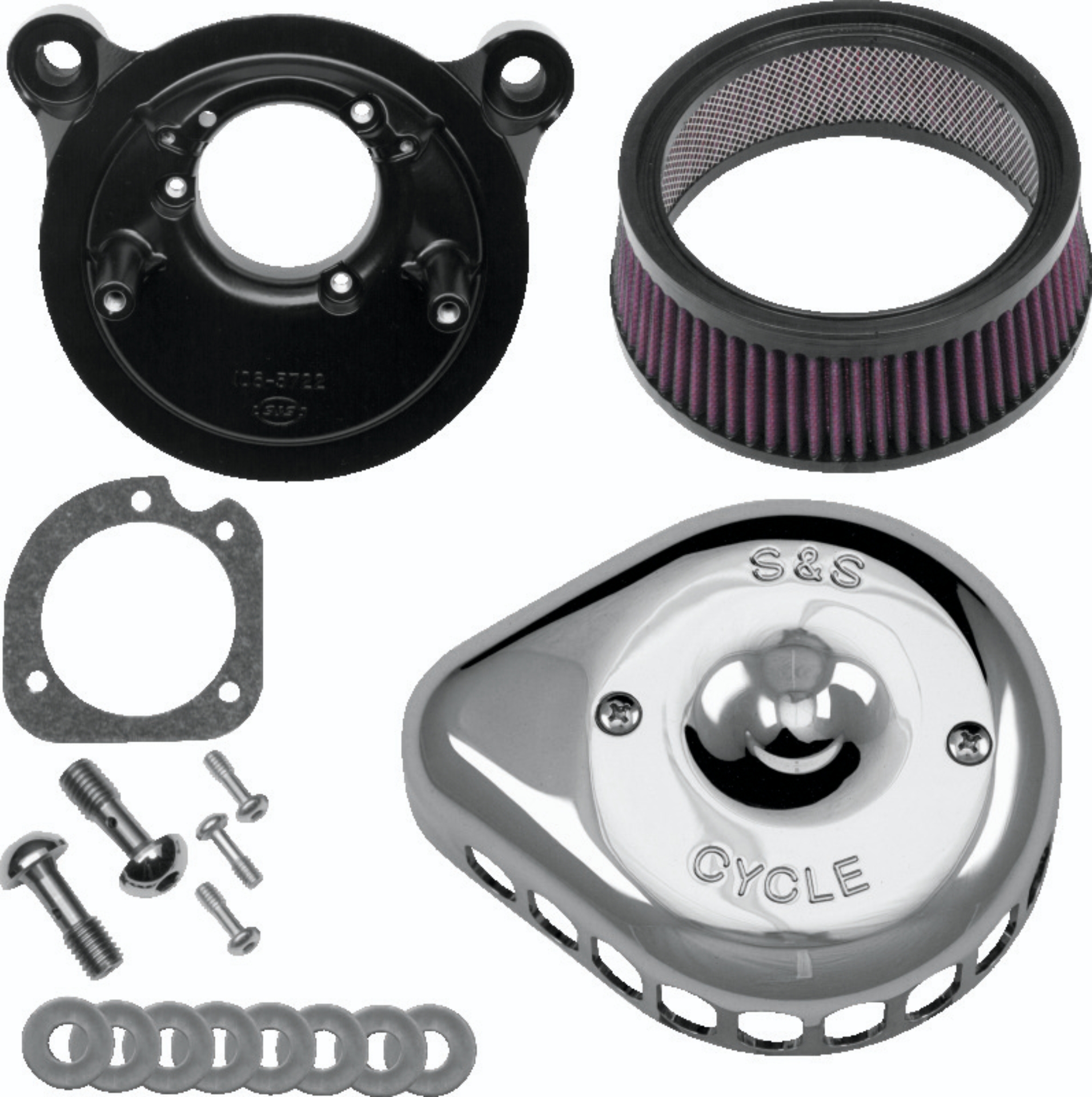 Picture of S&S Cycle 01-15 Fuel-Injected Softail Models Stealth Air Cleaner Kit w/ Chrome Mini Teardrop Cover