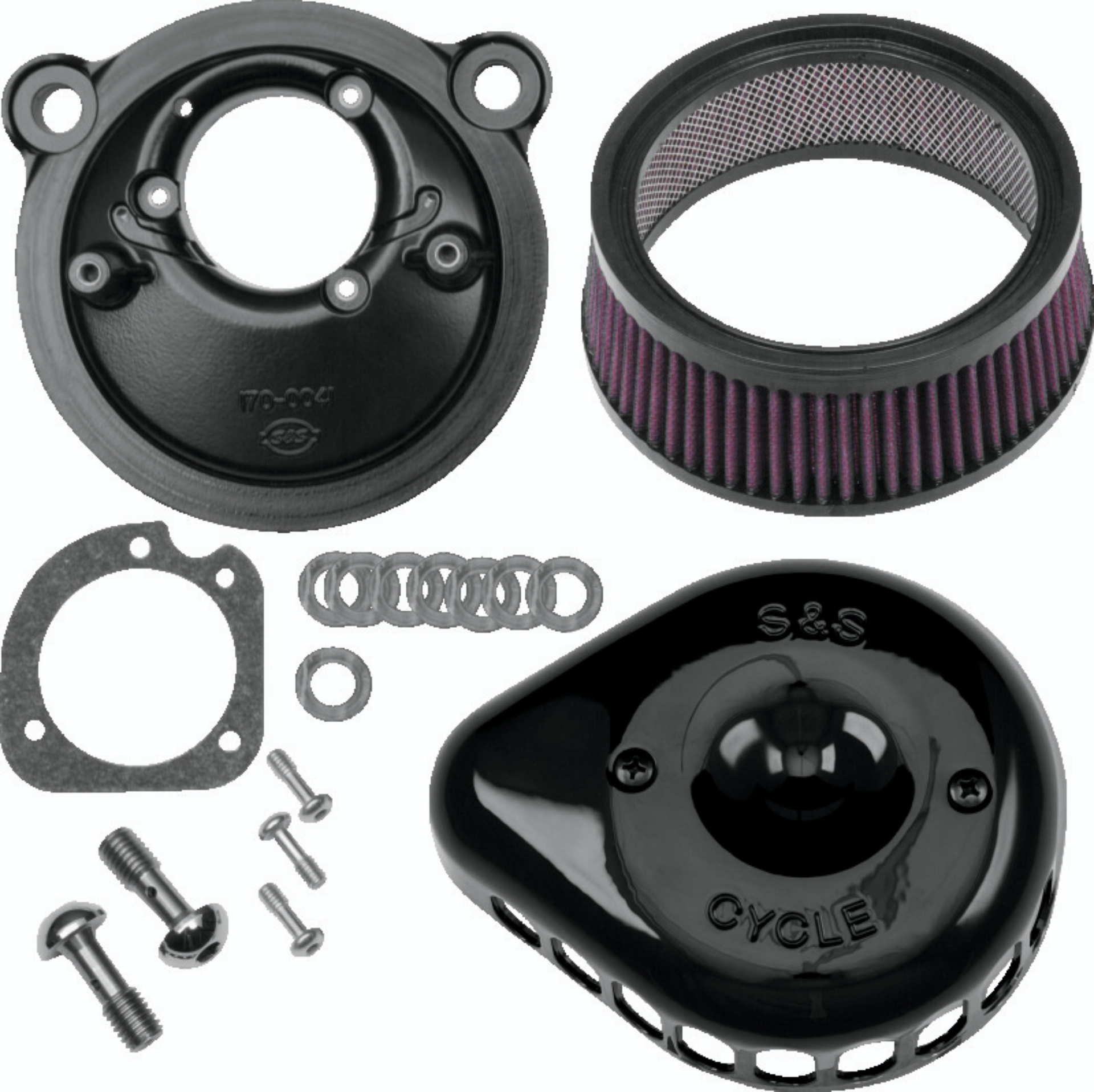 Picture of S&S Cycle 2007+ XL Sportster Models Stealth Air Cleaner Kit w/ Gloss Black Mini Teardrop Cover