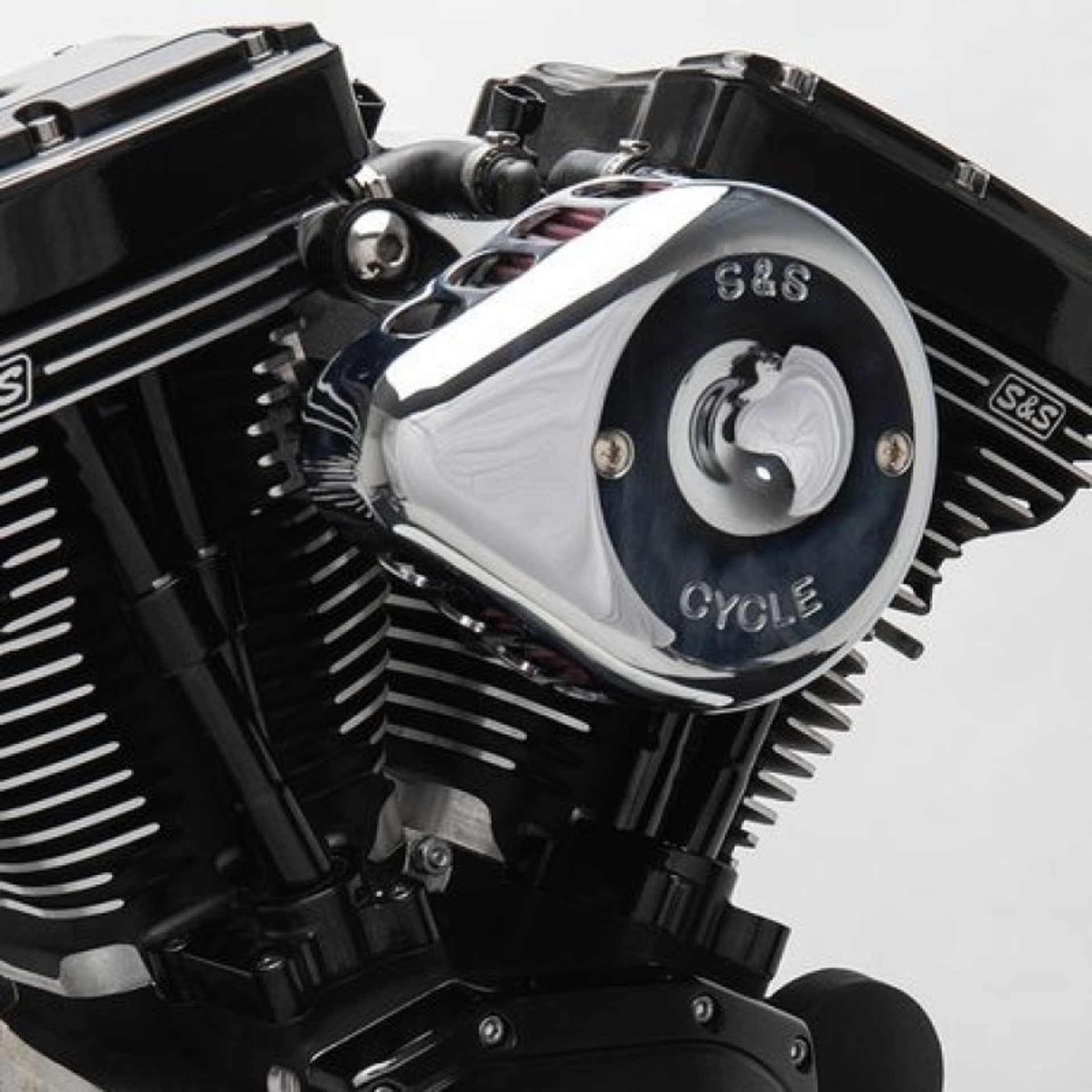 Picture of S&S Cycle 08-17 Touring/16-17 Softail Models Stealth Air Cleaner Kit w/ Chrome Mini Teardrop Cover