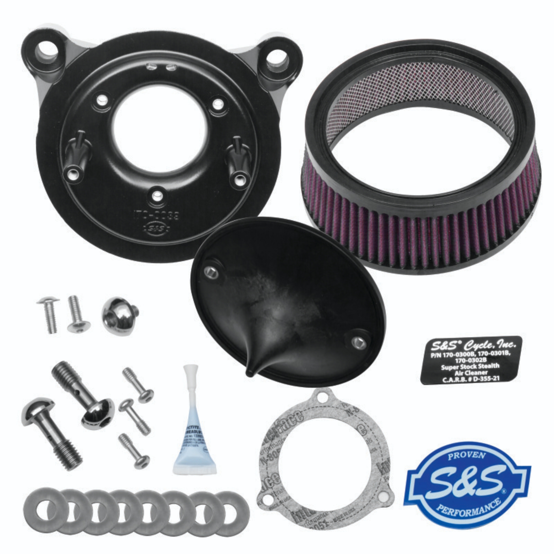 Picture of S&S Cycle 08-17 Touring/16-17 Softail Models Stealth Air Cleaner Kit w/o Cover