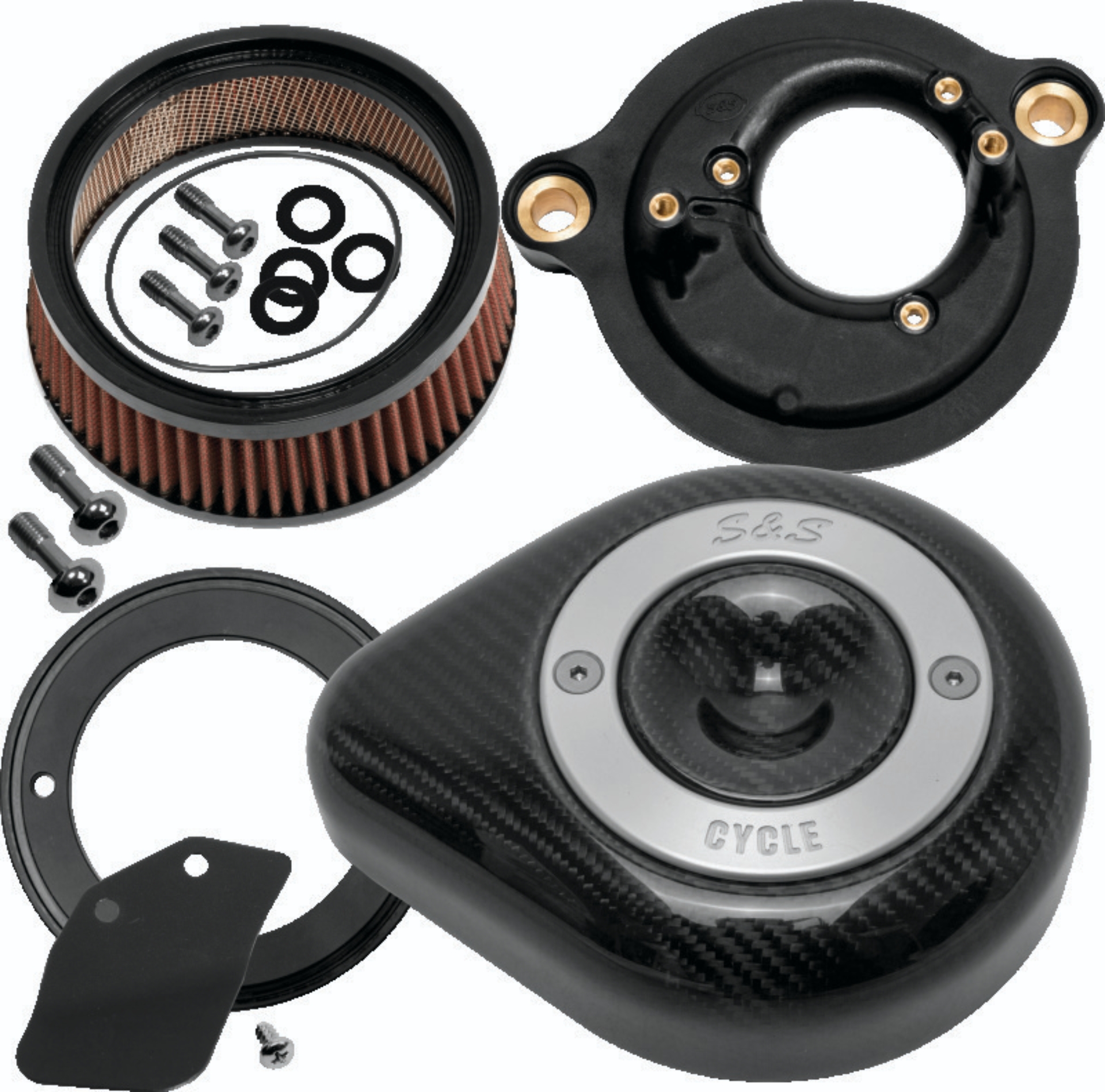 Picture of S&S Cycle 2017+ M8 Models Stealth Air Cleaner Kit w/ Carbon Fiber Cover