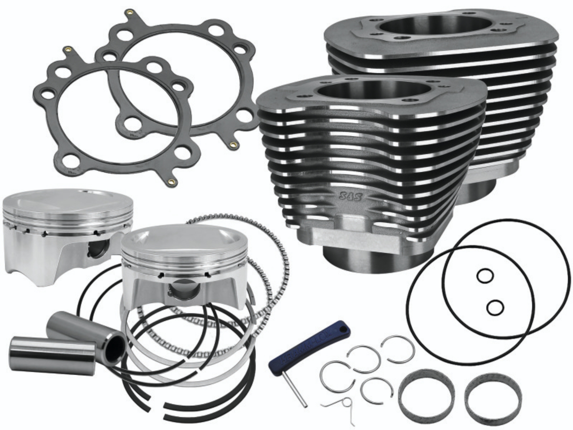 Picture of S&S Cycle 99-06 BT 4in Bore 4in Stroke Cylinder Kit - Wrinkle Black w/ Highlight