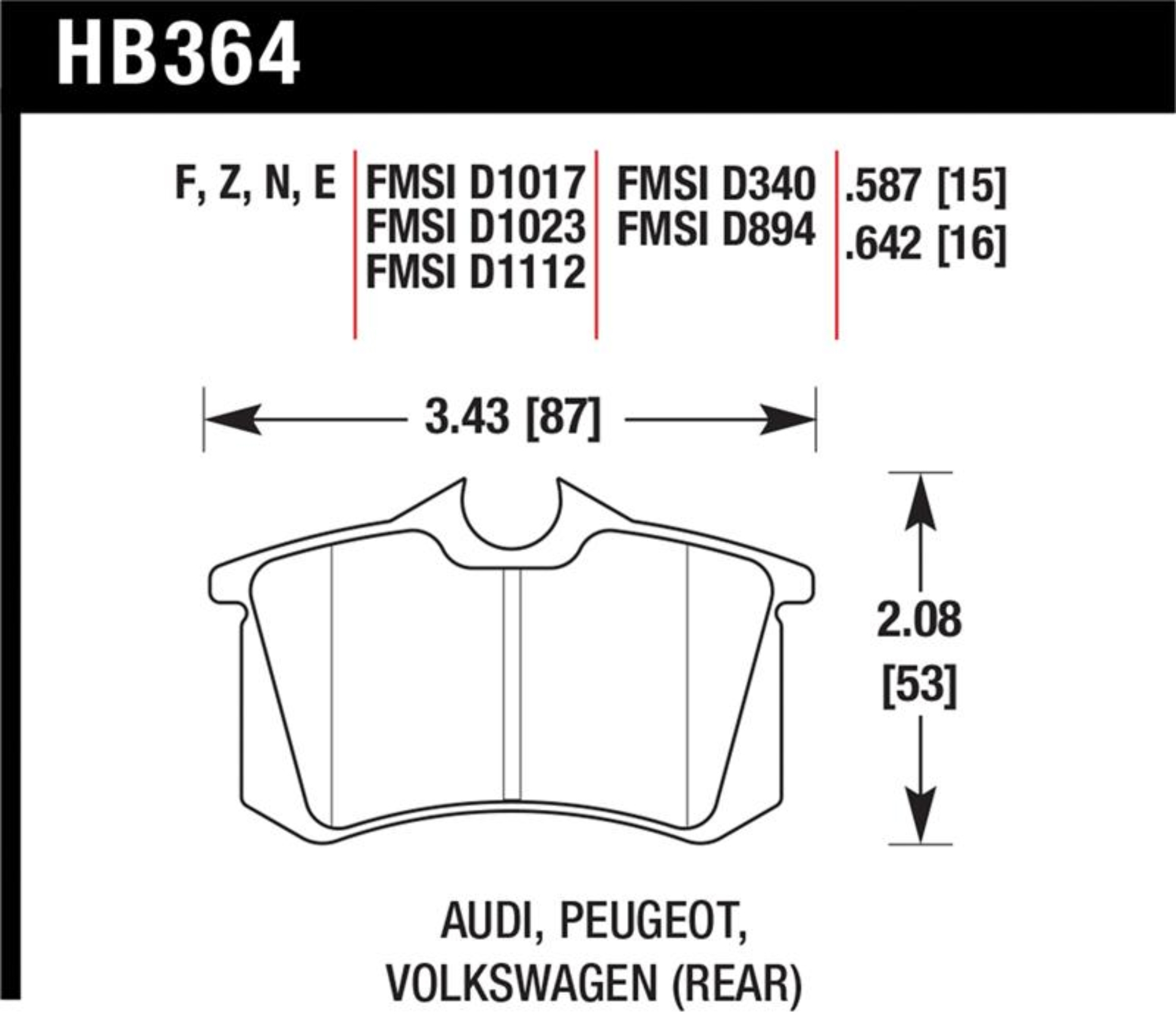 Picture of Hawk Performance HAWK HPS Brake Pad Sets - HB364F.642
