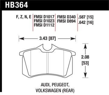 Picture of Hawk 89-92 VW Golf GTi / GLS Turbo/ GLX ( VR6) / 1.8 Turbo / VR6 / 00-06 Audi TT HPS Street Rear Bra