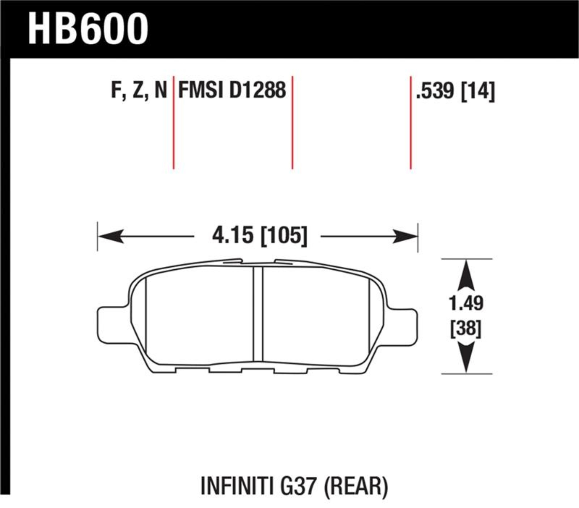 Picture of Hawk Performance HAWK Ceramic Brake Pad Sets - HB600Z.539