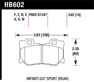 Picture of Hawk Infiniti G37 Sport Performance Ceramic Street Rear Brake Pads