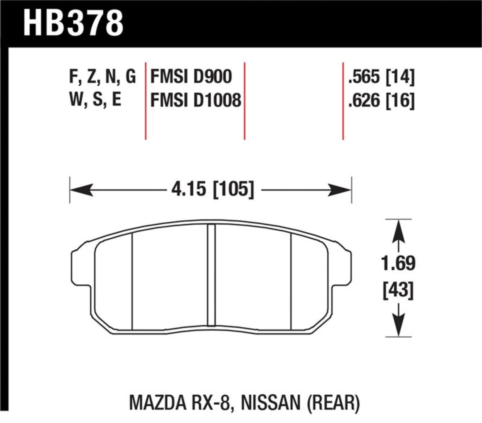 Picture of Hawk Mazda RX-8 / Nissan Track DTC-60 Race Rear Brake Pads