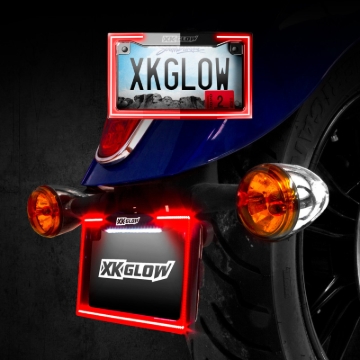 Picture of XK Glow Motorcycle License Plate Frame Light w/ Turn Signal - Black