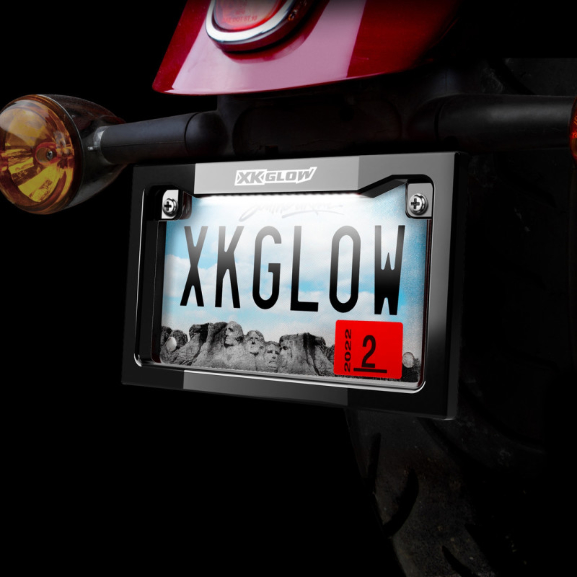Picture of XK Glow Motorcycle License Plate Frame Light w/ White LED - Black