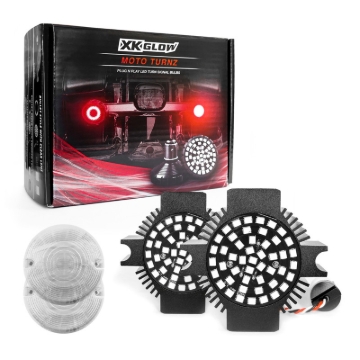 Picture of XK Glow Motorcycle Rear LED Turn Signal Kit - 1156 Flat Style Clear Lenses