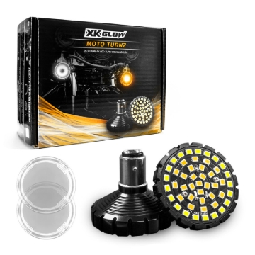 Picture of XK Glow Motorcycle Front LED Turn Signal Kit - Bullet Style Clear Lenses