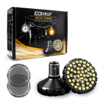 Picture of XK Glow Motorcycle Front LED Turn Signal Kit - Bulet Style Smoked Lenses