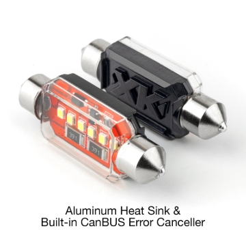 Picture of XK Glow White Festoon Error Free Ultra Bright LED Bulbs w/ Built-in Canbus 2pc 39mm