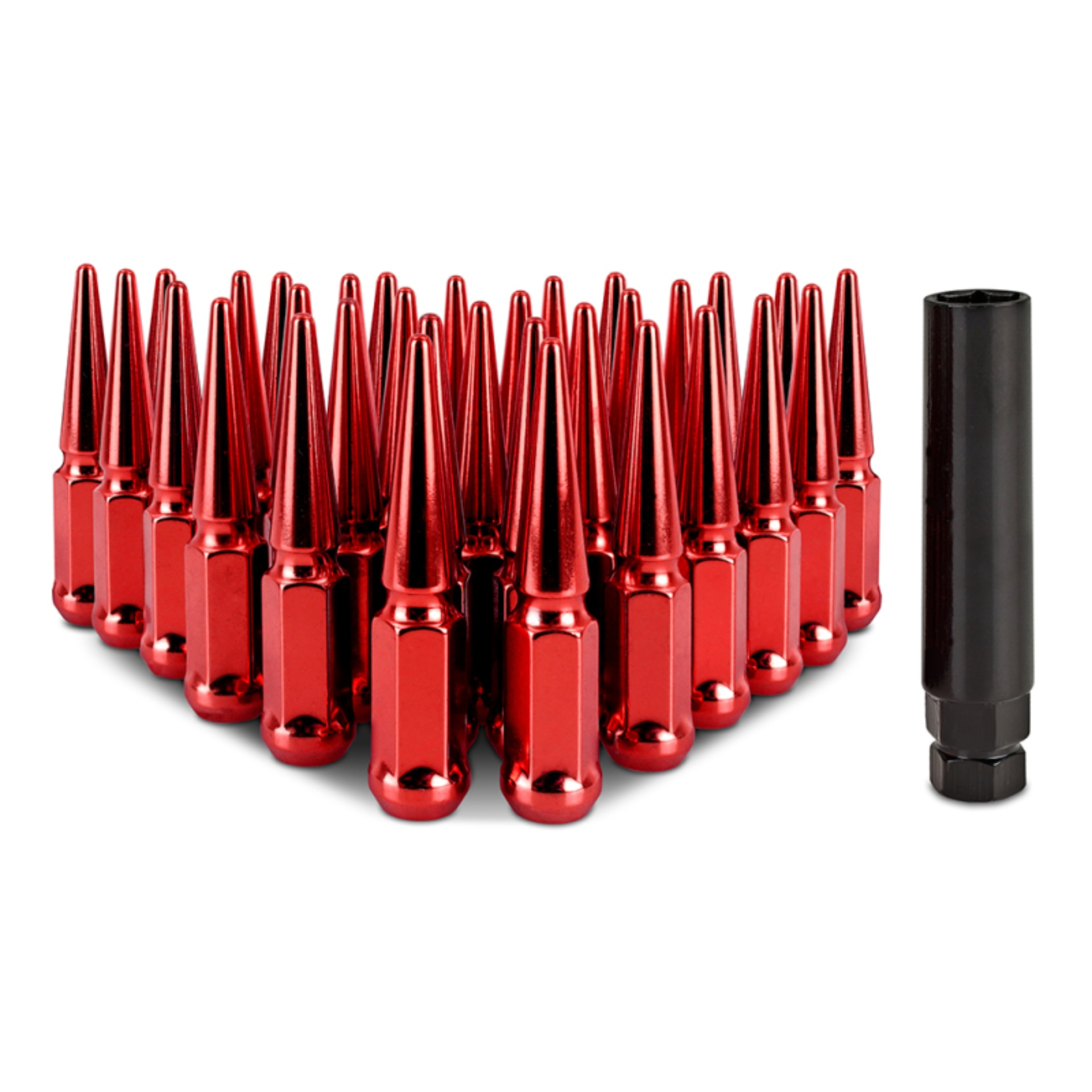 Picture of Mishimoto Mishimoto Steel Spiked Lug Nuts M14 x 1.5 32pc Set Red
