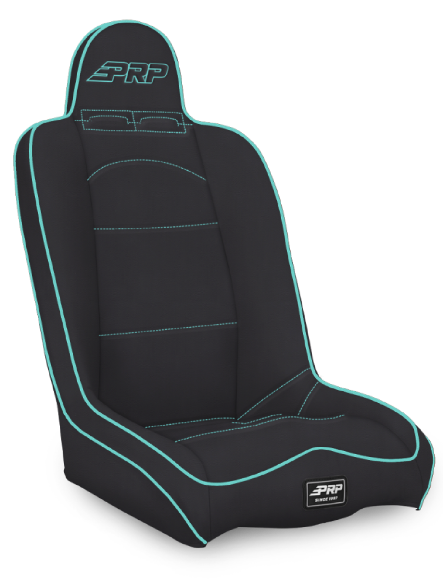 Picture of PRP Daily Driver High Back Suspension Seat- Black/Teal Vinyl
