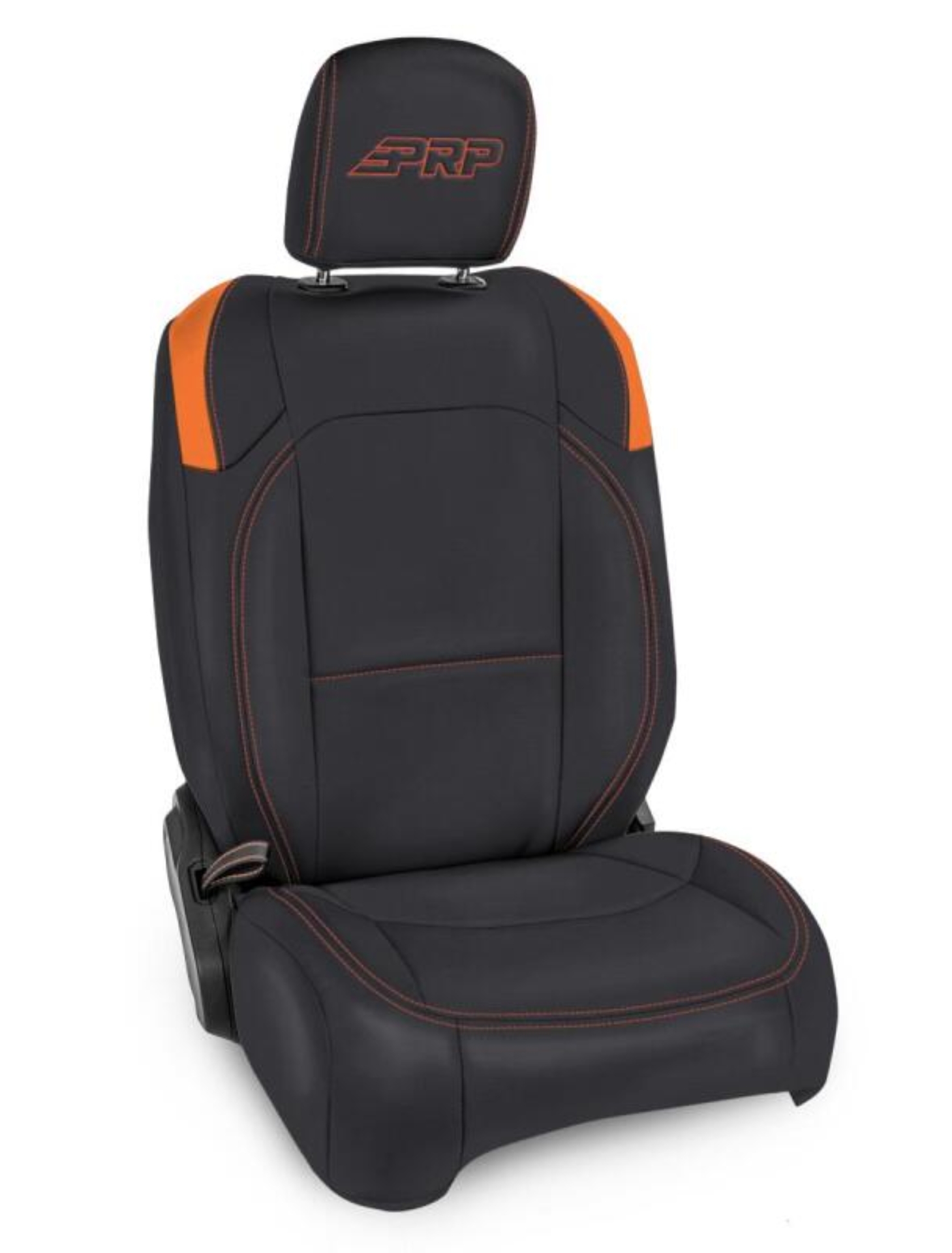 Picture of PRP Jeep Wrangler JL Front Seat Covers - 2 door- with Molle Back (Pair) - Black/Orange