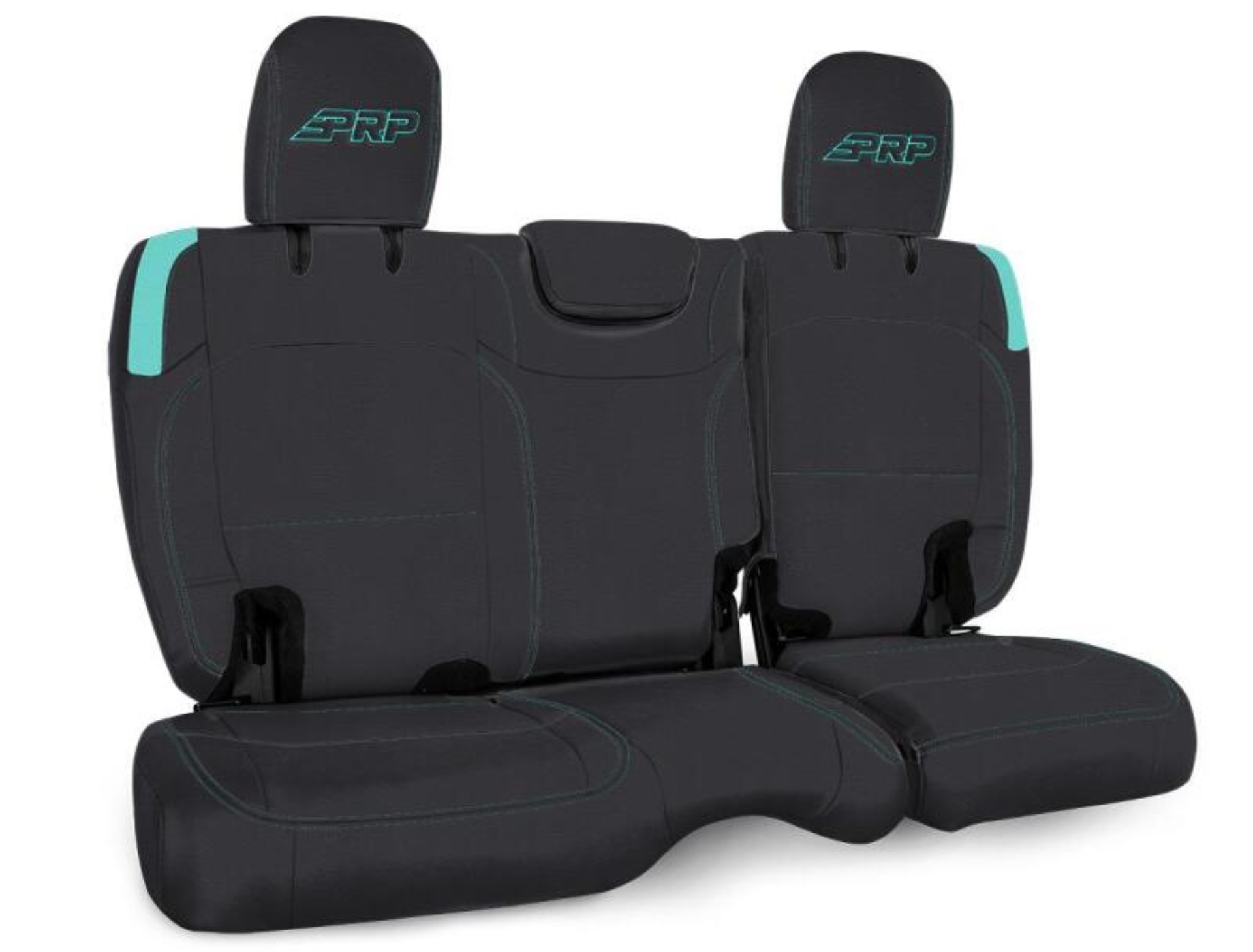 Picture of PRP Jeep Wrangler JL Rear Bench Covers - 2 door - Black/Teal