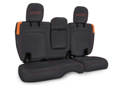 Picture of PRP Jeep Wrangler JL Rear Bench CoversU - 4 door with Armrest - Black/Orange