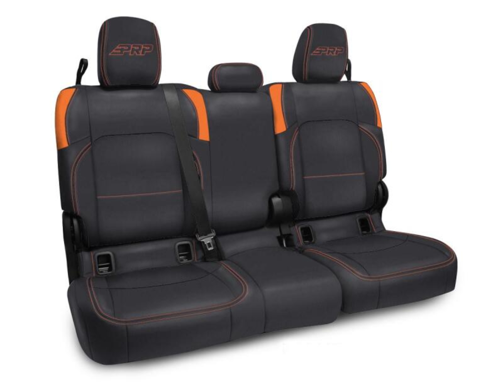 Picture of PRP Jeep Wrangler JT Rear Bench Covers - with no Armrest - Black/Orange