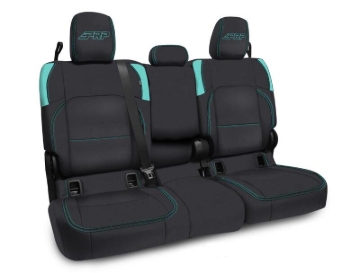 Picture of PRP Jeep Wrangler JT Rear Bench Covers - with Armrest - Black/Teal