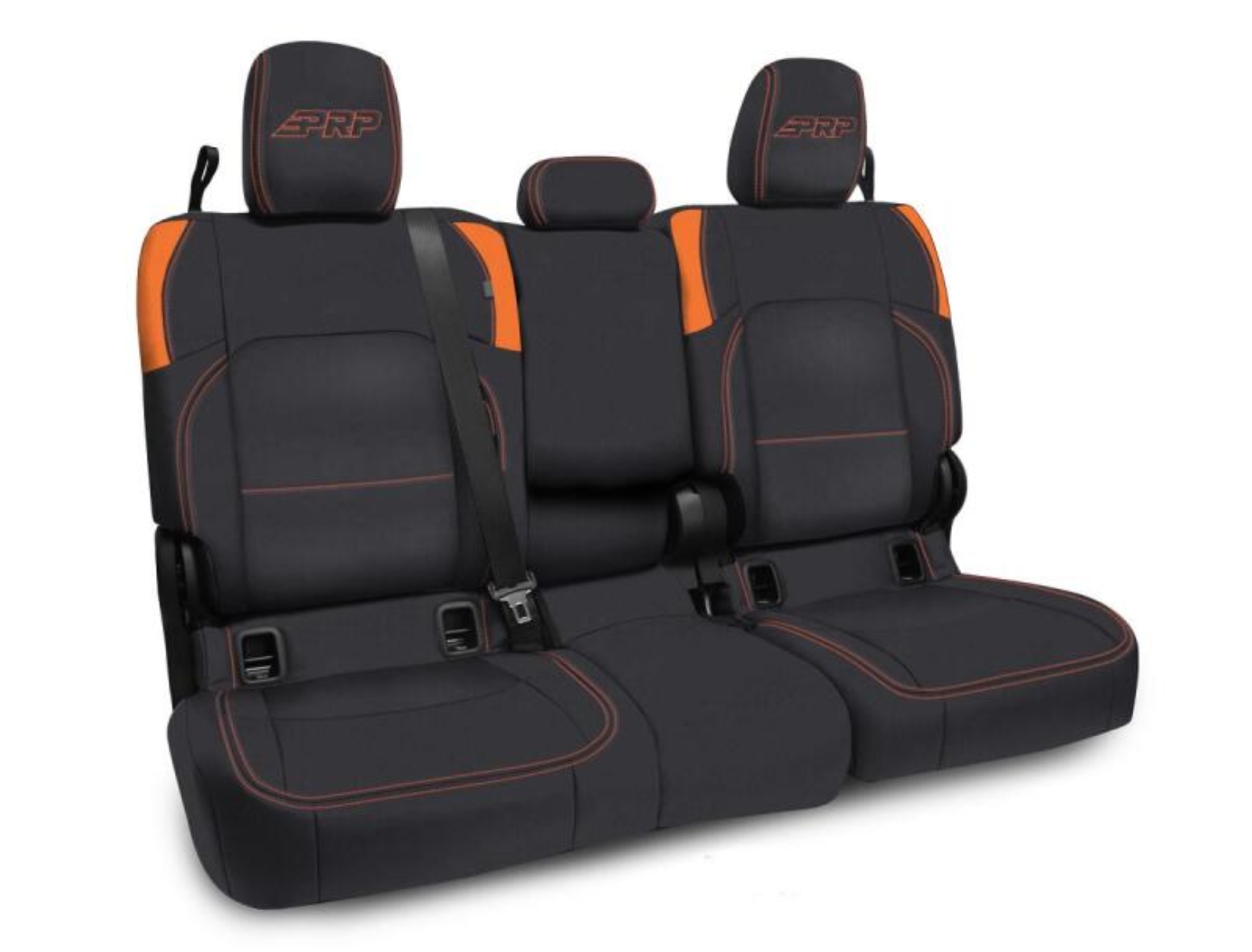 Picture of PRP Jeep Wrangler JT Rear Bench Covers - with Armrest - Black/Orange