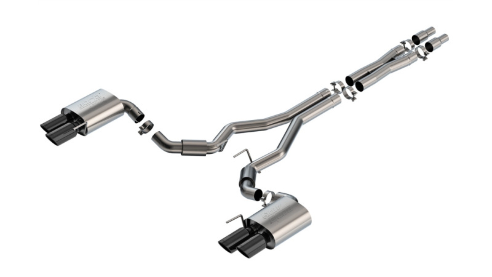 Picture of Borla 2024 Ford Mustang GT 5.0L V8 3 in ATAK Catback Non-Active Exhaust- Black Chrome Quad Tip